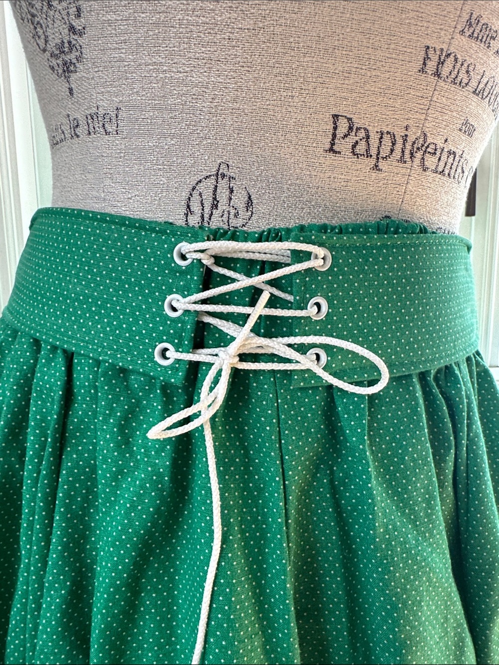 Fun & Fancy Creations green Polk a dot western rodeo square dance full skirt S - Picture 3 of 7